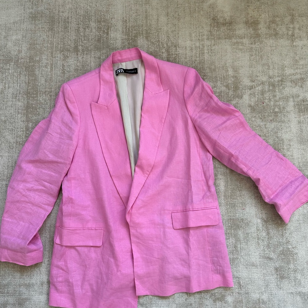 Pink Linen Blazee